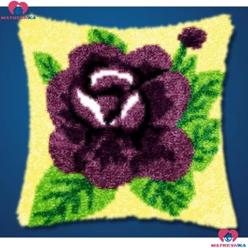 Menekşe Dıy Mandalı Kanca Kitleri çiçek Yastık Yastık Nakış 3d Baskılı tuval Tığ Mandalı Kanca kitleri Bitmemiş ev dekor