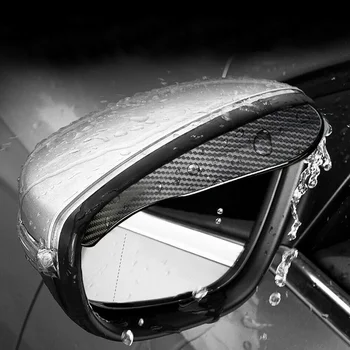 2 adet Araba Dikiz Aynası Yağmur Kaş Visor Karbon Fiber Otomatik Görünüm Fiber ShadeSnow koruma kalkanı Kapak Araba Aksesuarları Evrensel