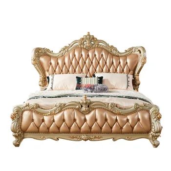 Avrupa tarzı katı ahşap yatak çift 1.8 m ana yatak odası lüks Jane Avrupa düğün yatak lüks prenses yatak yatak odası mobilyası
