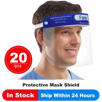 20 ADET Şeffaf Tam Yüz Maskeleri Anti-damlacıkları Anti-sis Toz geçirmez Maske Tükürük Korumak Solunum Güvenlik Maskeleri
