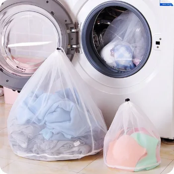 4 Boyutu naylon örgü yıkama torbaları ıç çamaşırı sutyen çamaşır torbası sepeti ev temiz organizatör ipli ışın noktası ev temizlik