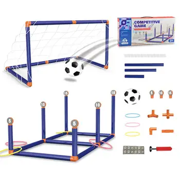 Atma Oyunu ve Futbol Gol 2 İn 1 Taşınabilir Katlanabilir Futbol Net Ve Hoop Toss Oyunu oyuncak seti Arka Bahçe İçin Açık Kamp Açık