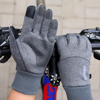 Tüm parmak spor bisiklet eldiveni sonbahar ve kış sıcak ve aşınmaya dayanıklı dokunmatik ekran eldiveni su geçirmez sürüş eldivenleri