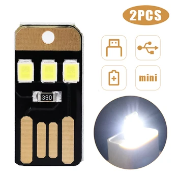2 ADET Mini LED ışıkları USB kart ışıkları taşınabilir gece lambaları açık kamp ışık dizüstü PC için Powerbank cep kartı kitap ışıkları
