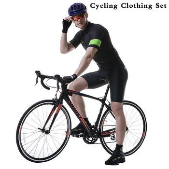 Bisiklet Giyim erkek Elyaf Karışımlı Nem Esneklik Yaz İnce Kısa Kollu Tulum bisiklet pantolonları Açık Bisiklet Giyim