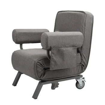 Şezlong Ayarlanabilir Katlanır Çift Amaçlı Sandalye çekyat Recliner Sandalye Kol Dayama İle-açık gri yastık ile