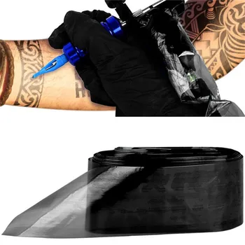 100 adet/paket Tek Kullanımlık Siyah Dövme Klip Kordon Kollu Çanta Kapakları Çanta Dövme Makinesi Dövme Aksesuar Kalıcı Makyaj