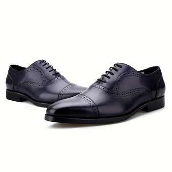 Moda Siyah / Kırmızı / Kahverengi / Mavi Sivri Burun Oxfords Erkek Elbise Ayakkabı Hakiki Deri Düğün Ayakkabı Erkek erkek resmi ayakkabı
