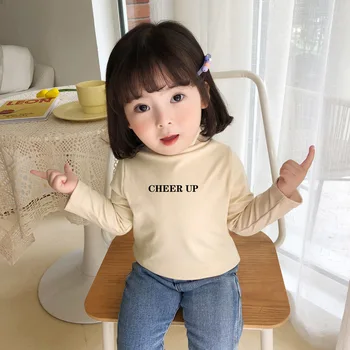 Yeni Bebek Kız Dip Gömlek Sonbahar Sevimli Çocuk Kız Uzun Üstleri Çocuklar Uzun Kollu T-shirt Mektup Baskı çocuk giyim