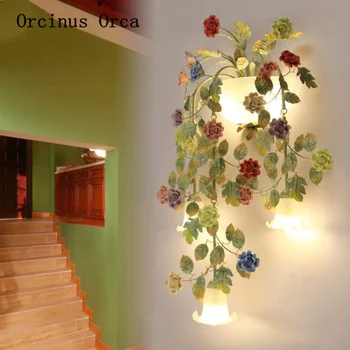 Kore Pastoral çiçek duvar ışıkları oturma odası koridor başucu ışıkları akdeniz bahçe ledi cam duvar ışıkları