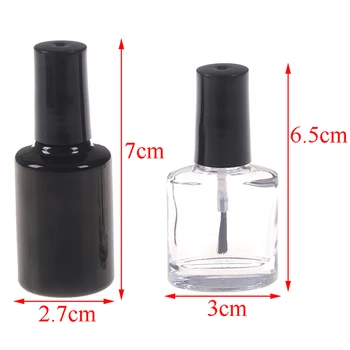 10ml 15ml Şeffaf Siyah Cam Boş Oje Doldurulabilir fırçalı şise Küçük Makyaj Kozmetik Kapları AACAR