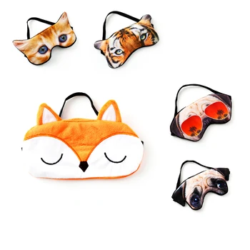 10 Adet Sevimli 3D Uyku Göz Maskesi Siperliği Kapak Gölge göz bandı Yumuşak Taşınabilir Seyahat Hayvan Körü Körüne