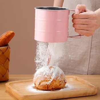 Un Elek Kek Araçları Pasta Bakeware Yarı Otomatik El Un Shaker El Presleme Un Elek Mutfak Aksesuarları