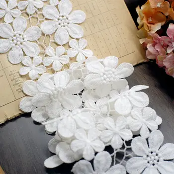 2 metre 10-11 cm genişlik Beyaz / siyah İşlemeli dikiş Çiçek Dantel Trim Örgü DIY Düğün Aksesuarları Ücretsiz Kargo X793