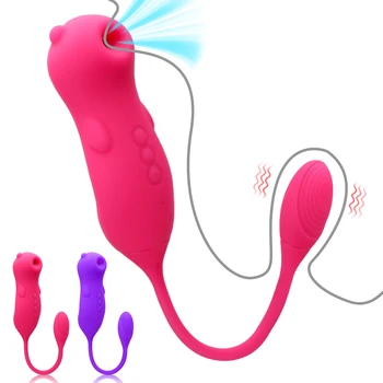 2 İn 1 Klitoris Meme Enayi Titreşimli Yumurta Kadın Masturbator Emme Vibator Seks Oyuncakları Kadınlar İçin G Noktası Klitoris Stimülatörü