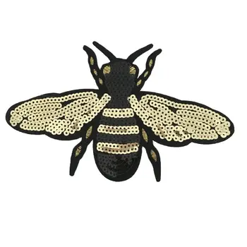 Altın Arı Yamalar Demir on Yamalar Giysi Ceket DIY Aksesuar Dekoratif Aplike Böcek Bal Arısı Payetli Yamalar DİKİŞ