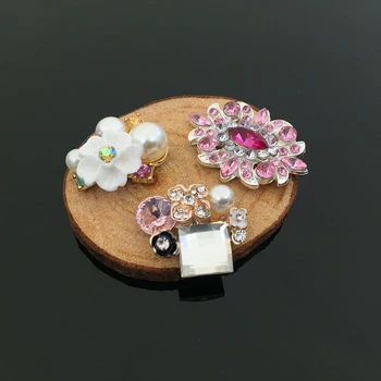 Fildişi İnci düğmeler metal Çiçek merkezi el yapımı çiçek Gümüş flatback pembe rhinestone düğme DIY Moda dekorasyon