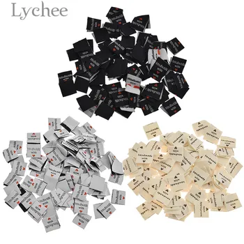 Lychee 100 adet El Yapımı Aşk Giyim Etiketleri Kabartmalı Etiketleri DIY Bayrak Etiketleri Konfeksiyon Dikiş Aksesuarları İçin