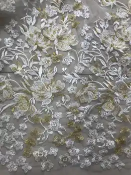 güzel çiçekler Afrika tül örgü dantel kumaş Afrika nakış fransız dantel kumaş H-70902 süper kalite ile