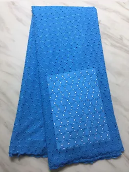 5 Yards/pc En popüler gökyüzü mavi afrika pamuklu kumaş nakış isviçre vual dantel elbise için BC46-8