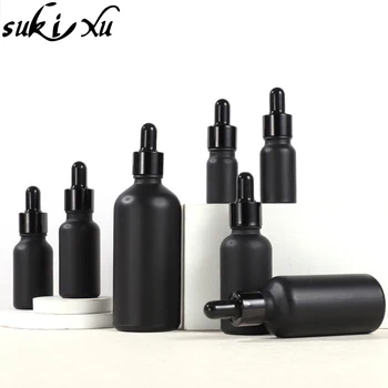 10 Adet / GRUP siyah cam şişe ışık dayanıklı Metal kapak damlalık PeppiteRefill özü temel masaj bitkisel yüz vücut yağı parfüm