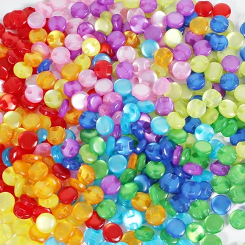 50 adet 10 Renkler 12mm Yuvarlak Plastik Düğmeler kedi gözü El Sanatları Alt Delikli Düğme DIY Dikiş Elbise Scrapbooking