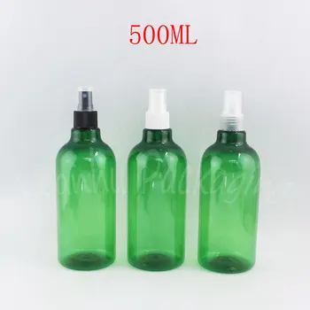 Sprey Pompalı 500ML Yeşil Plastik Şişe, 500CC Makyaj Alt şişeleme, Parfüm / Toner Ambalaj Şişesi ( 14 Adet / grup )