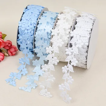Çiçek Kabartmalı Şerit DIY Yay Giyim Hediye Kutusu Aksesuarları Malzeme Düğün Şerit Kabartmalı Bant El Sanatları Dekoratif Kenar Kemer