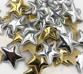30 Adet Yıldız Altın / Gümüş Yastıklı Yamalar Aplike DIY Zanaat Malzemesi Çocuk Şapkalar saç aksesuarları A356