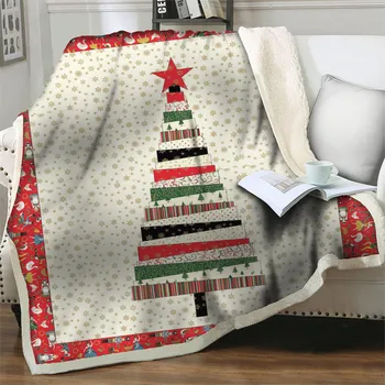 Merry Christmas Atmak Battaniye 3D Renkli Noel Ağacı Ofis Şekerleme Battaniye yatak kanepe yorgan kapak yumuşak sıcak sherpa battaniye
