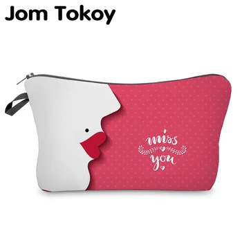 Jom Tokoy kozmetik düzenleyici çantası makyaj özledim ısı Transfer baskı kozmetik çantası moda kadın marka makyaj çantası