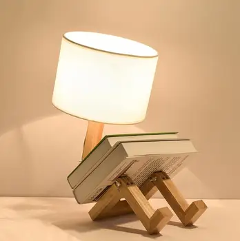 Yatak odası yaratıcı katı ahşap kişilik yaratıcı katlanır meşe masa lambası modern basit ahşap LED lamba tutucu