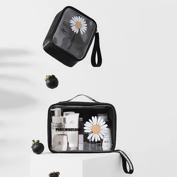 Moda Küçük Papatya saklama çantası s PVC Su Geçirmez Yıkama saklama çantası Çok fonksiyonlu Seyahat saklama fermuarlı çanta Kozmetik Çantası