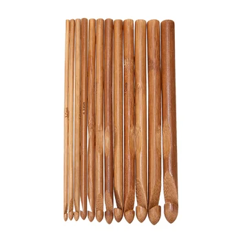 Bambu Yuvarlak Tığ Kanca İğneler 3-10mm 12 adet Bambu El Örgü İğneleri Ev DIY Örgü Örgü Dikiş Malzemeleri
