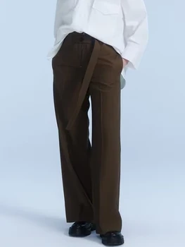 Kadın Sonbahar Katı düz pantolon 2022 Moda Rahat Fermuar Kemer Ayarlamak Kadın Zarif Sokak Pantolon Pantolon Giyim