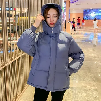 2022 Kış Yeni Pamuk Ceket Kore Moda Gevşek Kapşonlu Pamuklu Ceket Kalınlaşmış pamuklu ceket Ceket Ekmek Ceket