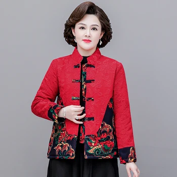 Kadın Retro Çin Tarzı Ceket Geleneksel Oryantal Giyim Baskı Moda Qipao Zarif Kış Takım Elbise Ceketler Tops