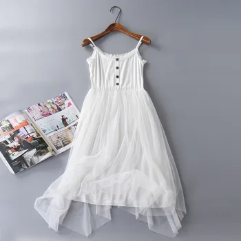Örgü Kore Tarzı Spagetti Kayışı Vestido Tatlı Katı Beyaz kadın elbisesi Sonbahar Kış Dip Elbise Kadın