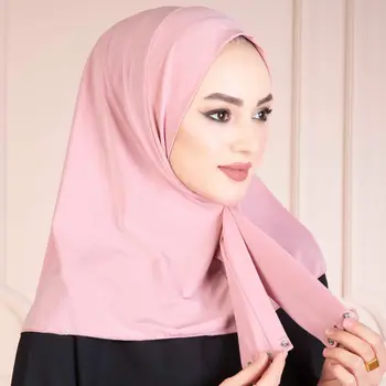 Moda Modal başörtüsü Snaps 2022 pamuklu jarse başörtüsü eşarp uzun müslüman şal düz yumuşak türban kravat kafa sarar kadınlar için kafa bandı