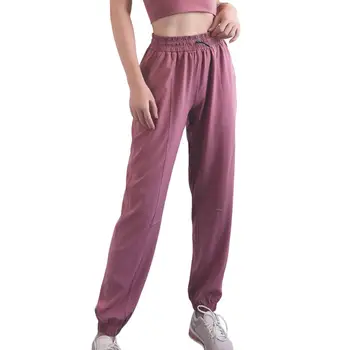 Yeni Bayan Sweatpants Hızlı Kuru Yüksek Bel Düz Renk Ayak Bileği bantlı Spor fitness giysileri İpli Gevşek Derin Kasık Kadın Pantolon