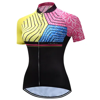 2019 Bisiklet Jersey Kadın Bisiklet Üst Gömlek Kısa Kollu MTB dağ Ropa Maillot Ciclismo yol Yarış Bisiklet formaları bayanlar pembe