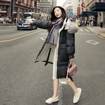 2022 Yeni Kışlık Mont Kadın Beyaz Ördek Aşağı Ceketler Orta uzunlukta Sıcak Kalınlaşmış Ceket Kadın kore modası Stil Chaqueta Cjk074