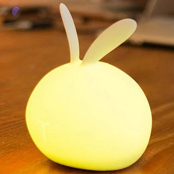 Sevimli LED Gece Lambası Silikon Dokunmatik Sensör 7 Renk Kedi Gece Lambası Çocuk Bebek Odası Masaüstü Dekor Süsler Pil / USB Şarj