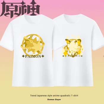 Genshin Darbe T-Shirt Xiao Klee Wenti Paimon Desen 3D Baskı T-Shirt Sevimli Oyun Animasyon Çevre Birimleri Üstleri Karikatür Tee