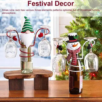 1 ADET Demir şarap bardağı Tutucu Şarap Rafı Noel Baba / Kardan Adam / Noel Ağacı Şekli Ev Partisi Masaüstü Noel Süslemeleri