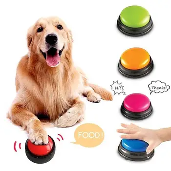 Kaydedilebilir Konuşan Kolay Taşıma Ses Kayıt Ses Düğmesi Çocuklar için Pet Köpek İnteraktif Oyuncak Cevaplama Düğmeleri Parti Gürültü Makineleri