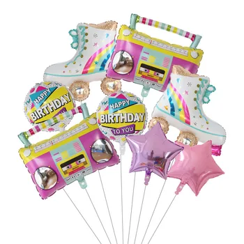1 Takım Radyo Paten Balonlar 4d Lazer Disko Hava Globo 80s Parti Çocuk Doğum Günü Disko Parti Süslemeleri Bebek Duş 90s Oyuncaklar