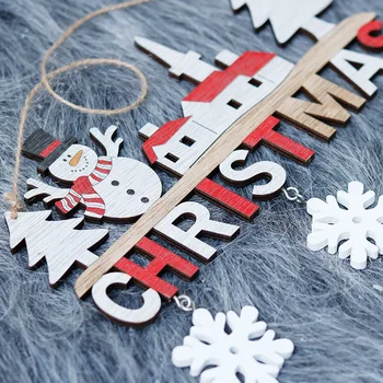 Ahşap Noel Kapı Asılı Süslemeleri Mutlu yılbaşı dekoru Ev İçin 2021 Yeni Yıl Ahşap Kolye Navidad Hediye