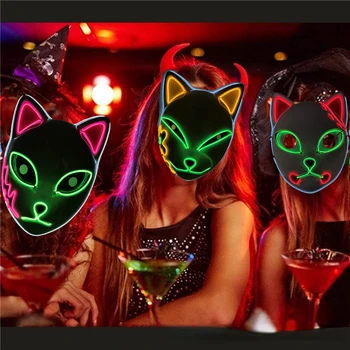 Cadılar bayramı LED Parlayan Maske Tavşan Yüz Korkunç Maske maskeli balo maskesi Olay Parti Maskesi Hediye Gençler için