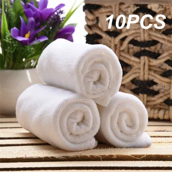 10 adet Beyaz Yumuşak Mikrofiber Kumaş Yüz Havlusu Otel banyo havlusu Yıkama Bezleri el havluları Taşınabilir Çok Fonksiyonlu Temizlik Havlusu